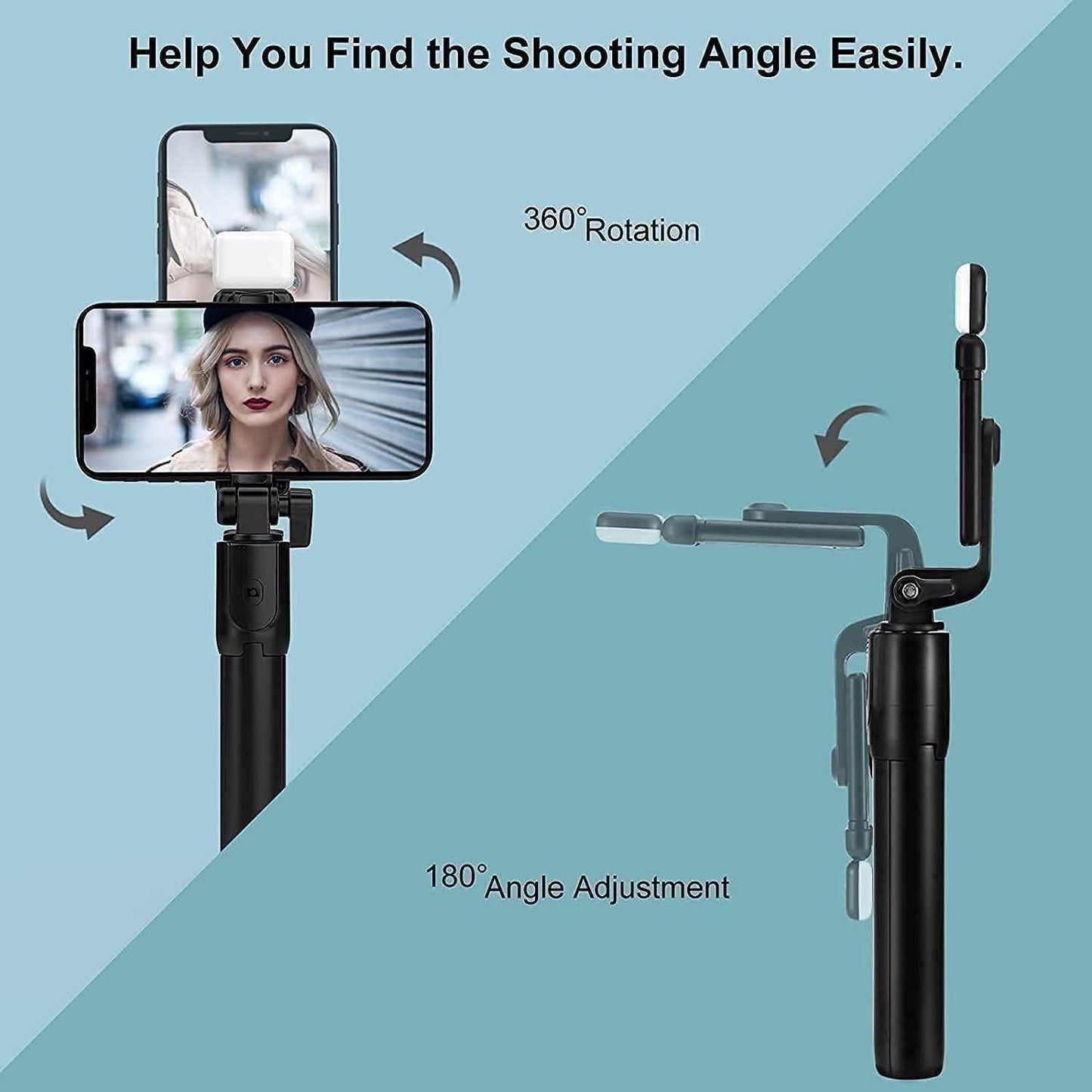 3-in-1 Compact Bluetooth Selfie Stick Tripod with Flash