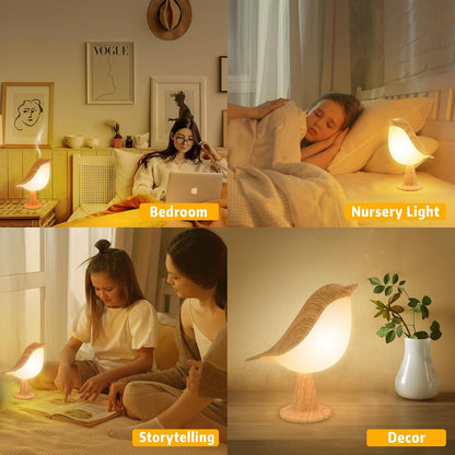 LED Table Bird Lamp – Touch Control USB Rechargeable Night Light